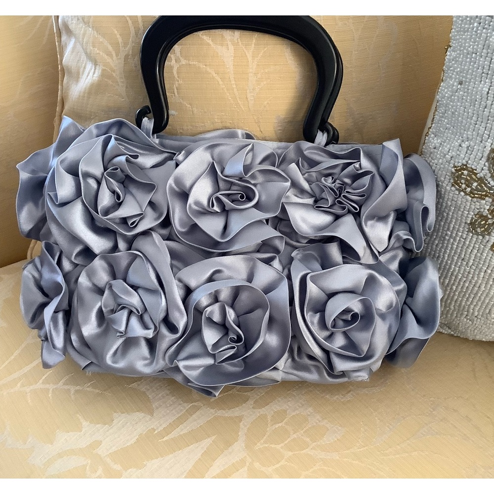 NWT MadBags Silver Fabric Evening Bag